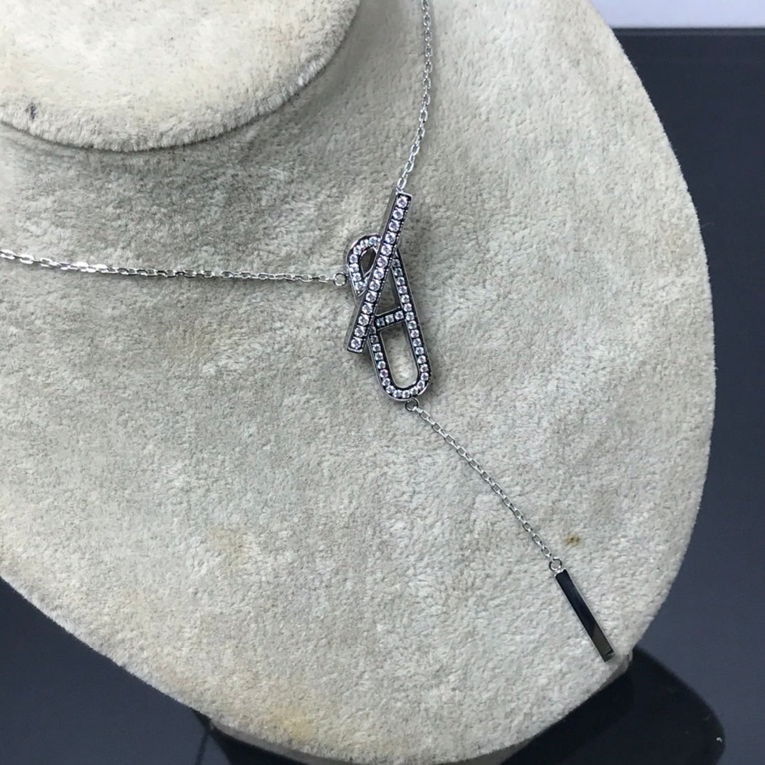 [⭐Luxery]HM NECKLACE PLATINUM ROSE GOLD DIAMOND