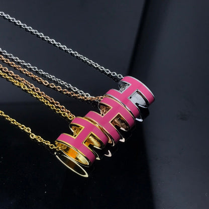 [⭐Luxery]H NECKLACE PINK