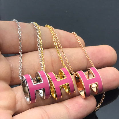 [⭐Luxery]H NECKLACE PINK