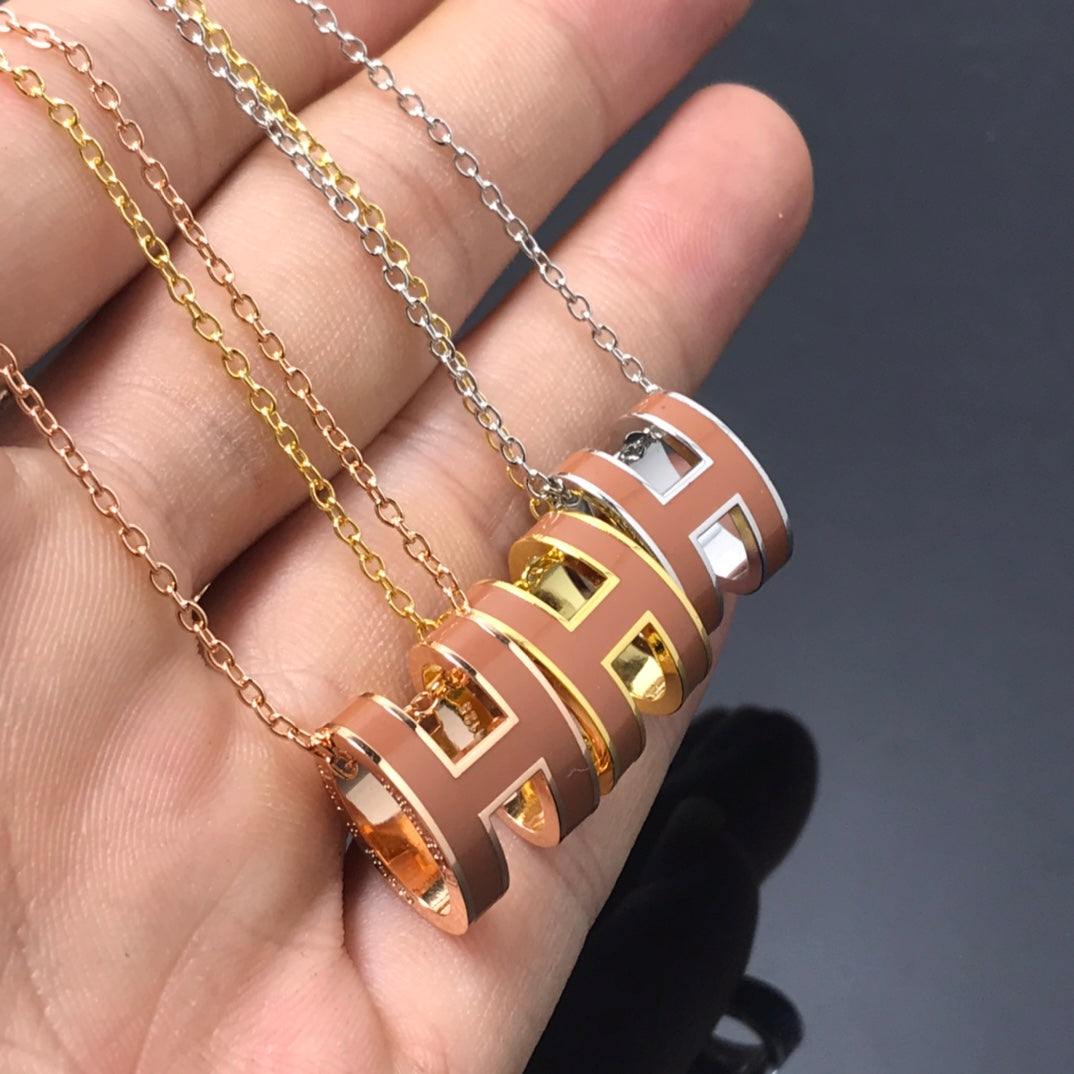 [⭐Luxery]H NECKLACE BROWN