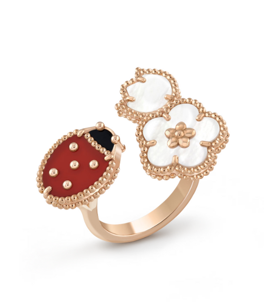 [⭐Luxery]LUCKY 3 MOTIF ROSE GOLD RING