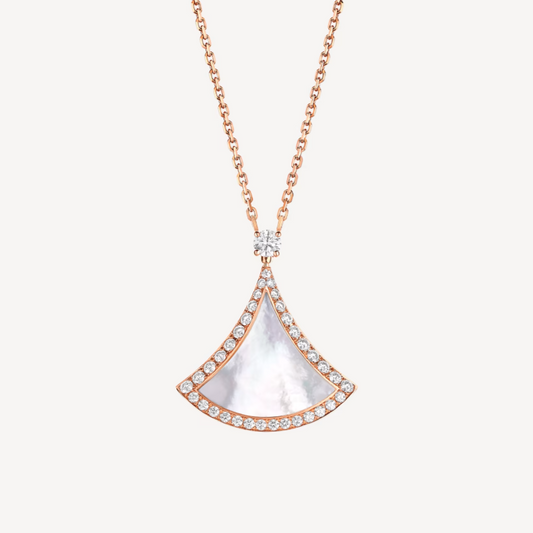 [⭐Luxery]DREAM MOP DIAMOND PAVED PINK GOLD NECKLACE