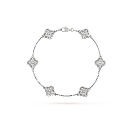 [⭐Luxery]CLOVER 6 MOTIF SILVER DIAMOND BRACELET