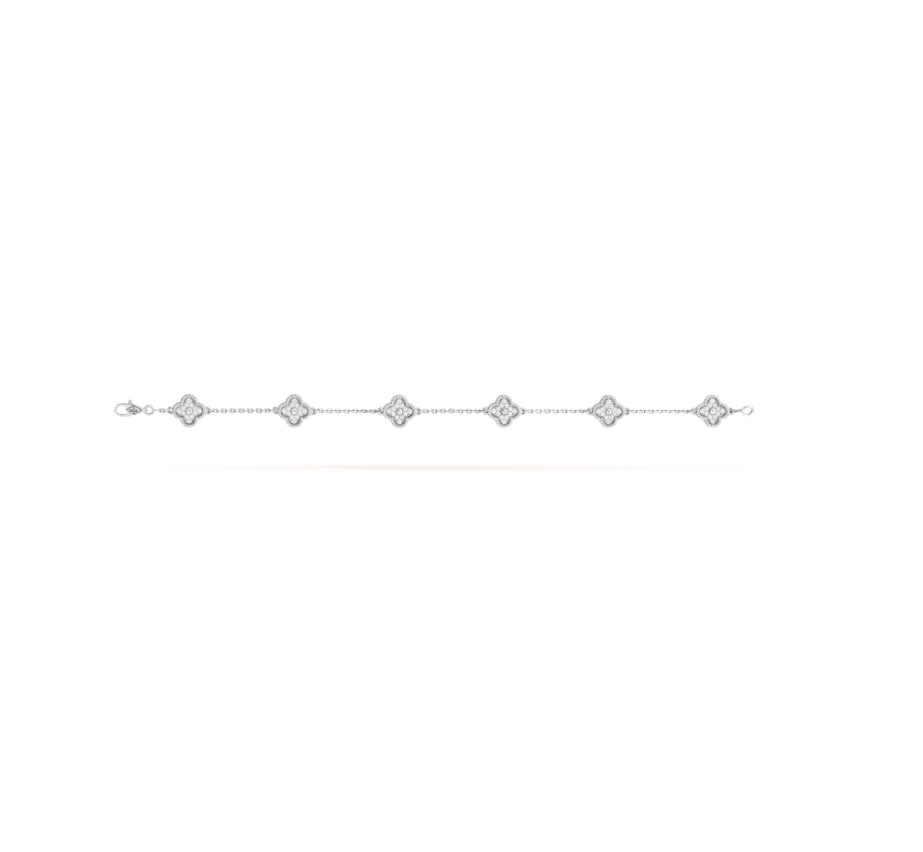 [⭐Luxery]CLOVER 6 MOTIF SILVER DIAMOND BRACELET