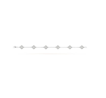 [⭐Luxery]CLOVER 6 MOTIF SILVER DIAMOND BRACELET