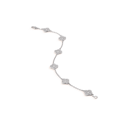 [⭐Luxery]CLOVER 6 MOTIF SILVER DIAMOND BRACELET