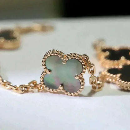 [⭐Luxery] CLOVER 5 MOTIF GRAY MOP BRACELET COLLECTION