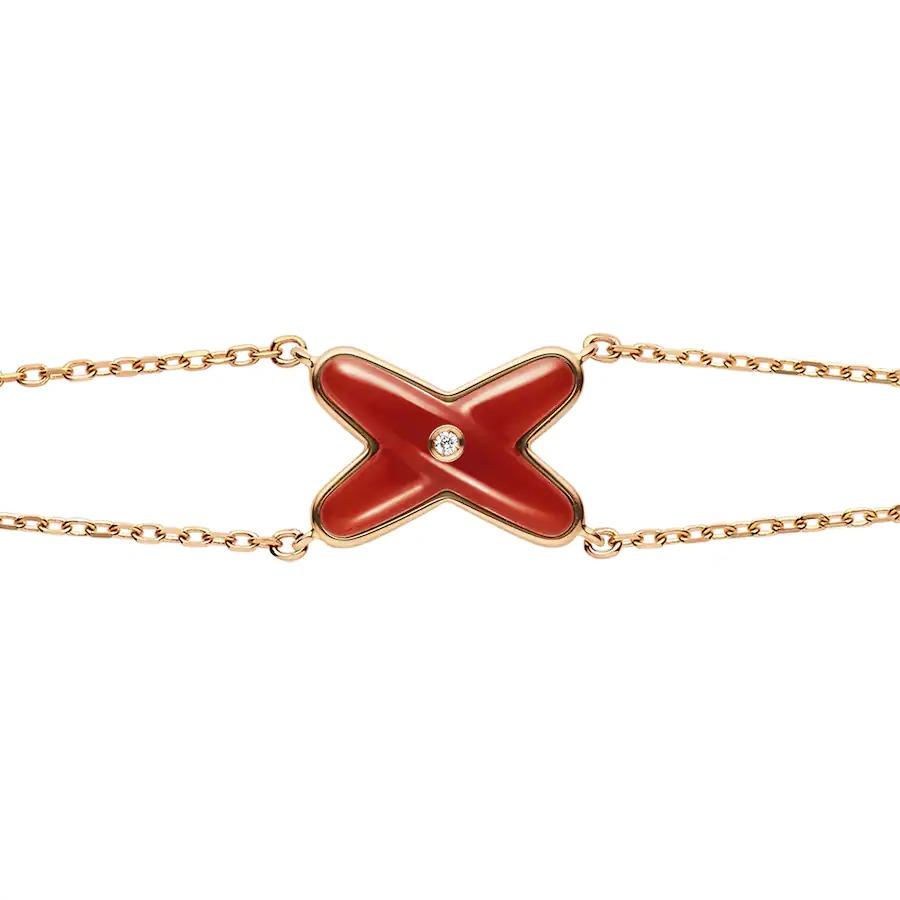 [⭐Luxery]JEUX BRACELET CARNELIAN PINK GOLD 1 DIAMOND