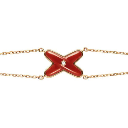 [⭐Luxery]JEUX BRACELET CARNELIAN PINK GOLD 1 DIAMOND