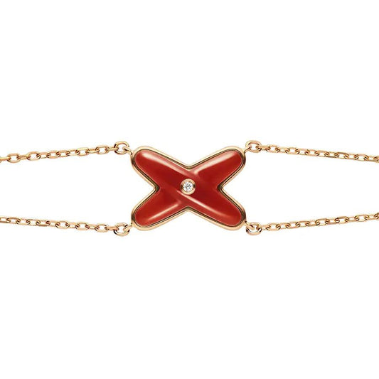 [⭐Luxery]JEUX BRACELET CARNELIAN PINK GOLD 1 DIAMOND