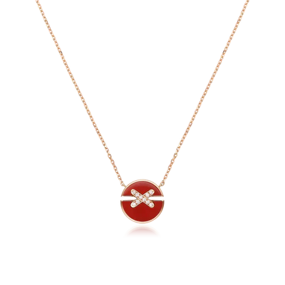 [⭐Luxery]JEUX DE ROSE GOLD DIAMOND NECKLACE