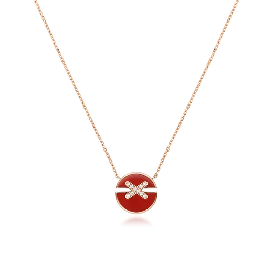[⭐Luxery]JEUX DE ROSE GOLD DIAMOND NECKLACE