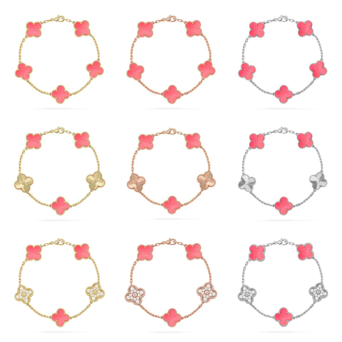 [⭐Luxery] CLOVER 5 MOTIFS  PINK MOP BRACELET COLLECTION