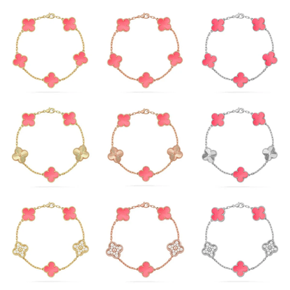 [⭐Luxery] CLOVER 5 MOTIFS  PINK MOP BRACELET COLLECTION
