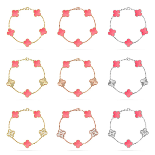 [⭐Luxery] CLOVER 5 MOTIFS  PINK MOP BRACELET COLLECTION