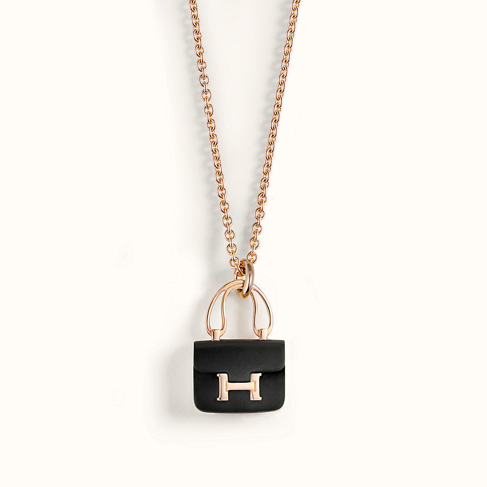 [⭐Luxery]CONSTANCE BLACK PEDANT PINK GOLD NECKLACE