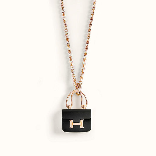 [⭐Luxery]CONSTANCE BLACK PEDANT PINK GOLD NECKLACE