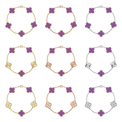 [⭐Luxery] CLOVER 5 MOTIF VIOLET BRACELET COLLECTION