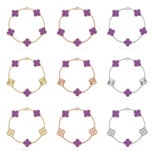 [⭐Luxery] CLOVER 5 MOTIF VIOLET BRACELET COLLECTION
