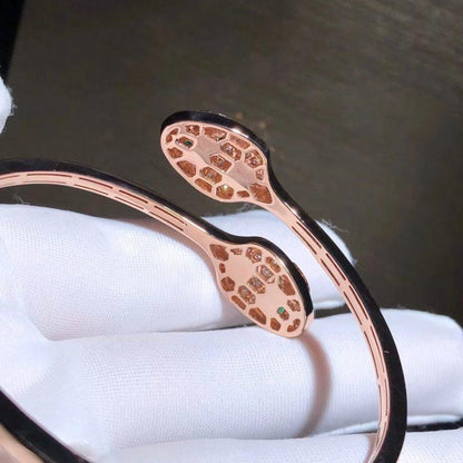 [⭐Luxery]SERPENTI BRACELET PINK GOLD MALACHITE DIAMOND DOUBLE SNAKE