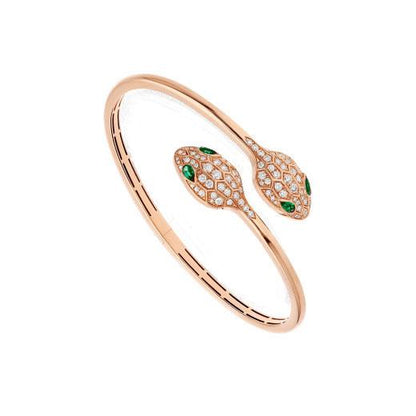 [⭐Luxery]SERPENTI BRACELET PINK GOLD MALACHITE DIAMOND DOUBLE SNAKE