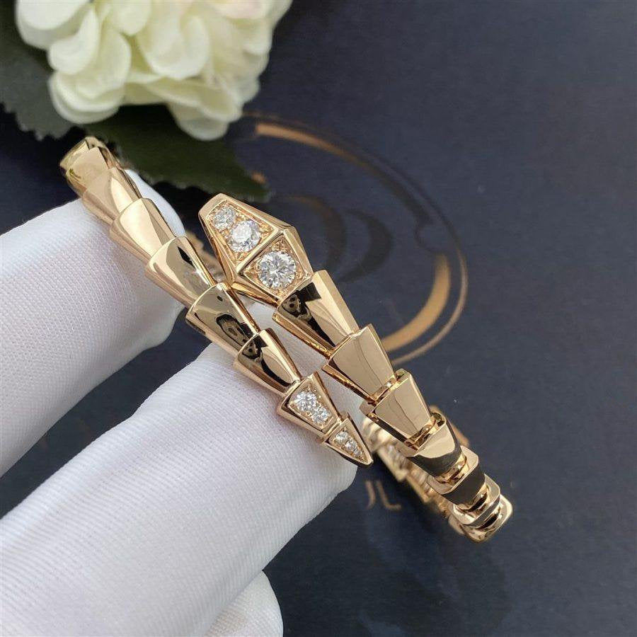 [⭐Luxery]SERPENTI BRACELET DIAMONDS PINK GOLD