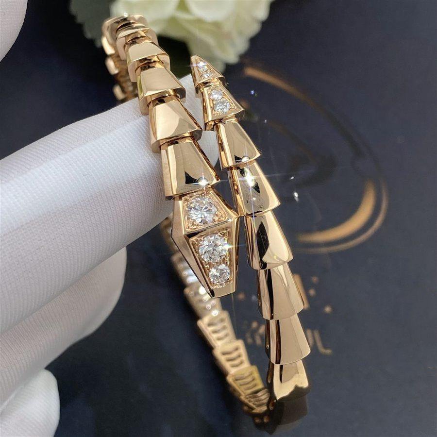 [⭐Luxery]SERPENTI BRACELET DIAMONDS PINK GOLD