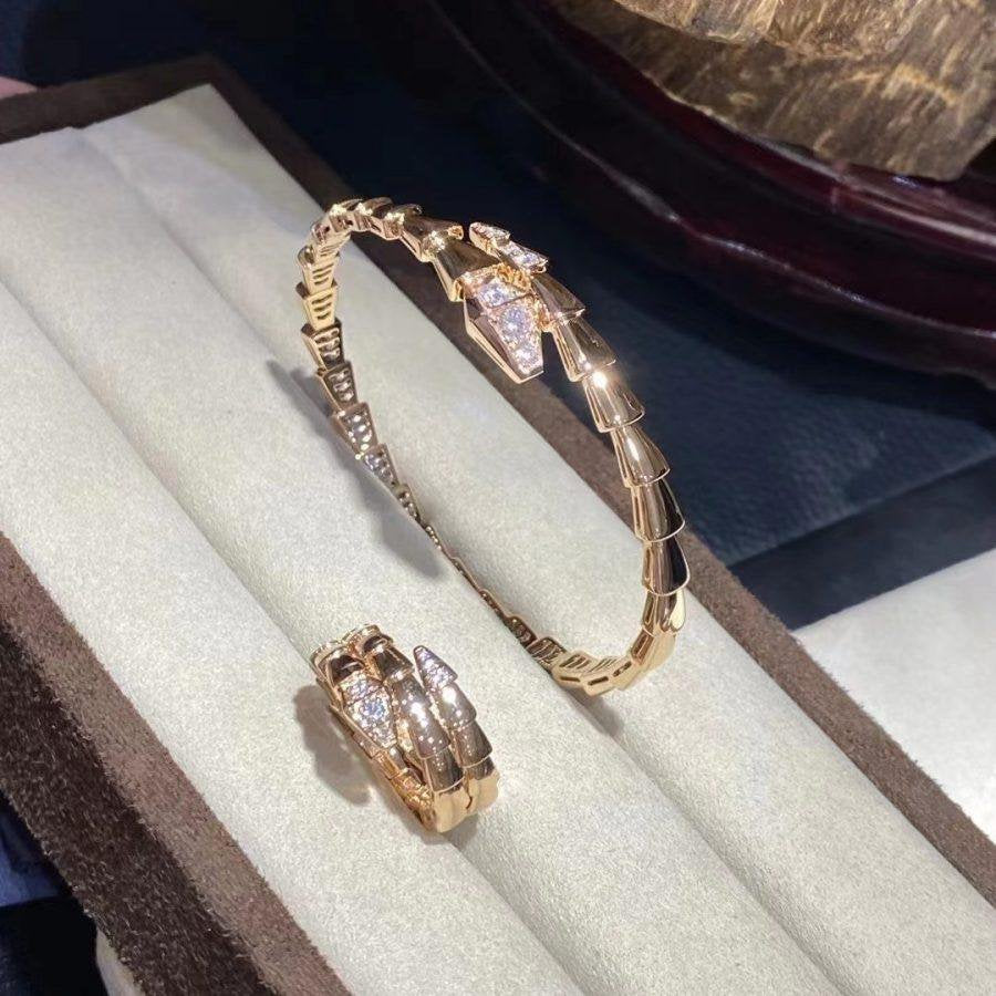 [⭐Luxery]SERPENTI BRACELET DIAMONDS PINK GOLD