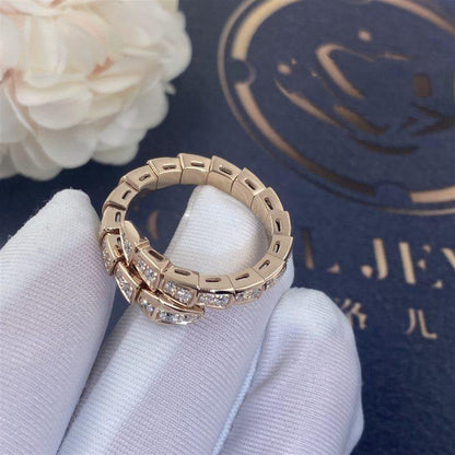 [⭐Luxery]SERPENTI RING PINK GOLD DIAMOND PAVED 4MM