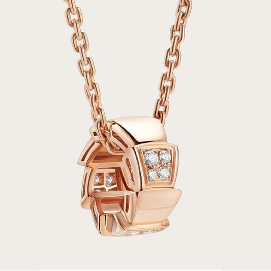 [⭐Luxery]SERPENTI PEDANT DIAMOND PINK GOLD NECKLACE
