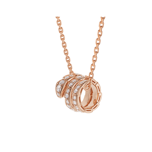 [⭐Luxery]SERPENTI PINK GOLD NECKLACE DOUBLE RING DIAMOND