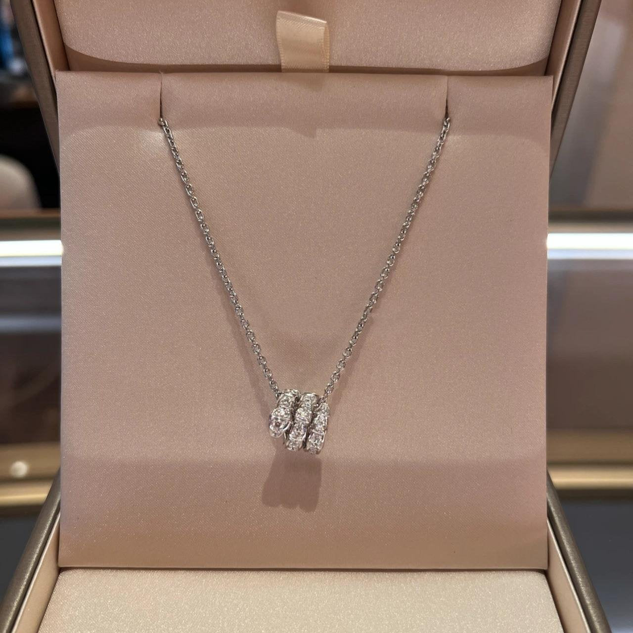[⭐Luxery]SERPENTI  NECKLACE DOUBLE RING DIAMOND