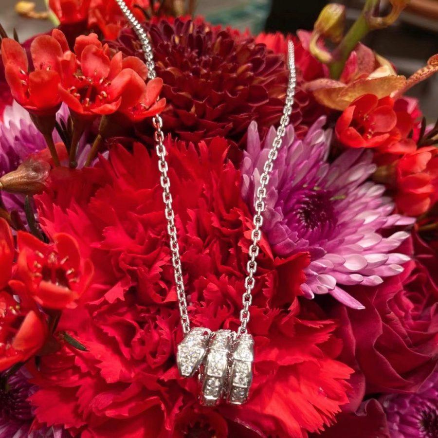 [⭐Luxery]SERPENTI  NECKLACE DOUBLE RING DIAMOND