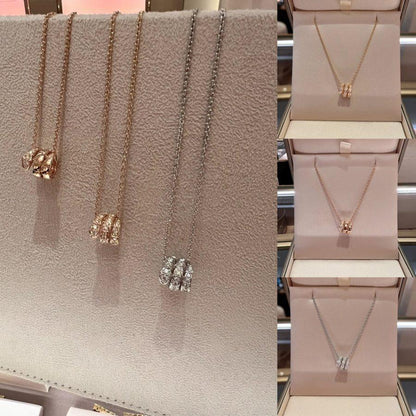 [⭐Luxery]SERPENTI  NECKLACE DOUBLE RING DIAMOND
