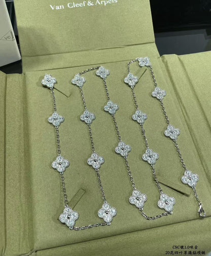 [⭐Luxery]CLOVER 20 MOTIFS FULL-DIAMOND NECKLACE