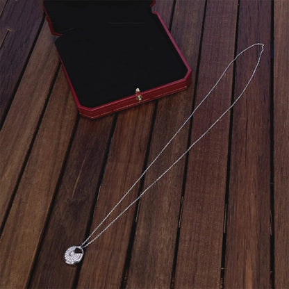 [⭐Luxery]AMULETTE SILVER FULL DIAMOND NECKLACE