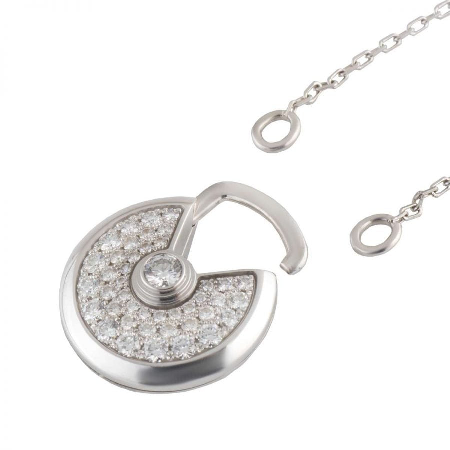[⭐Luxery]AMULETTE SILVER FULL DIAMOND NECKLACE
