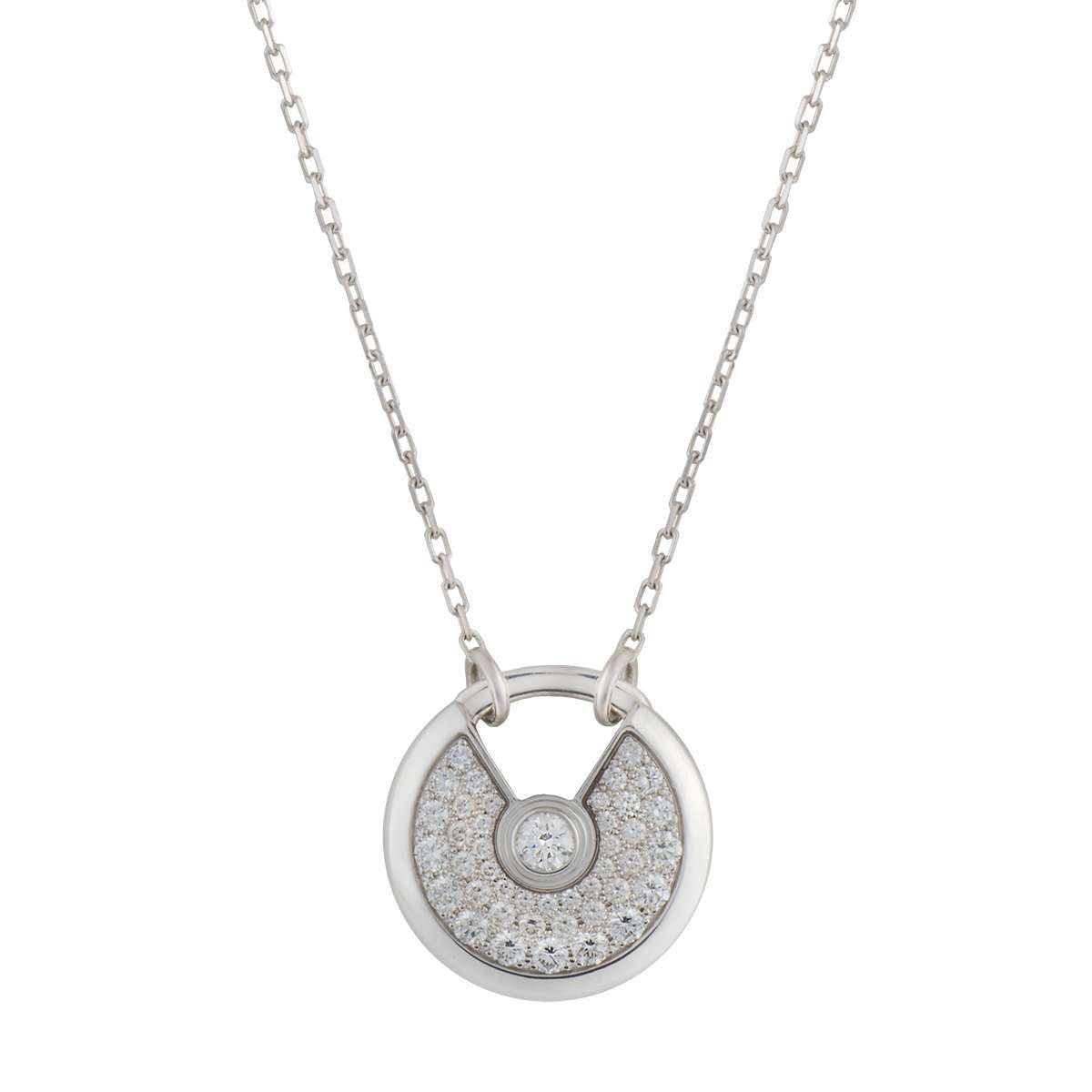 [⭐Luxery]AMULETTE SILVER FULL DIAMOND NECKLACE