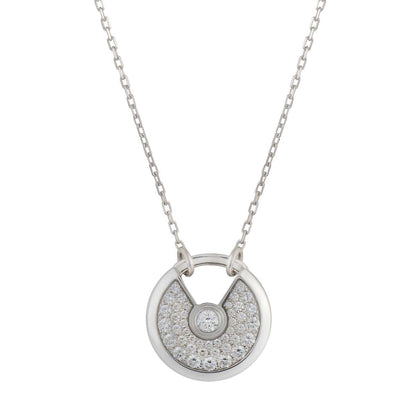 [⭐Luxery]AMULETTE SILVER FULL DIAMOND NECKLACE