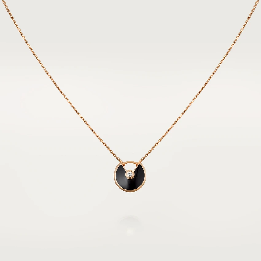 [⭐Luxery]AMULETTE ROSE GOLD ONYX NECKLACE