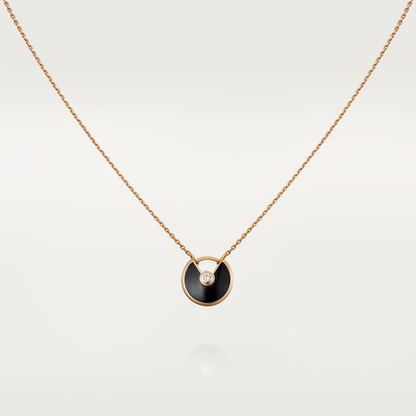 [⭐Luxery]AMULETTE ROSE GOLD ONYX NECKLACE