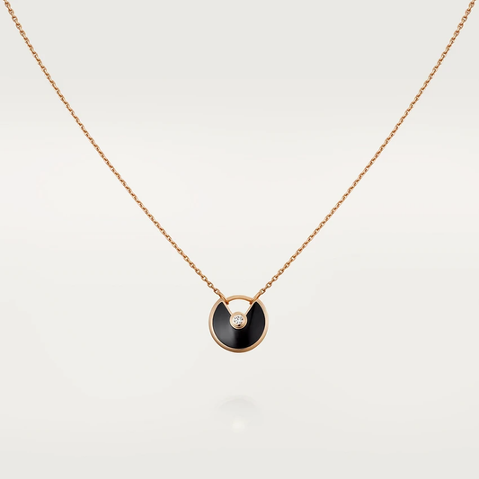 [⭐Luxery]AMULETTE ROSE GOLD ONYX NECKLACE