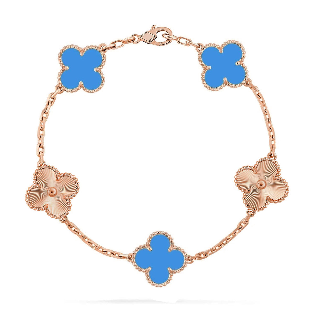 [⭐Luxery] CLOVER 5 MOTIF BLUE AGATE BRACELET COLLECTION