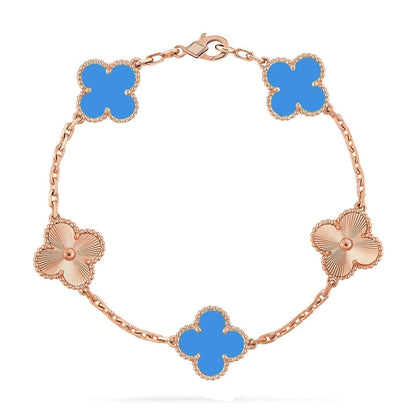 [⭐Luxery] CLOVER 5 MOTIF BLUE AGATE BRACELET COLLECTION