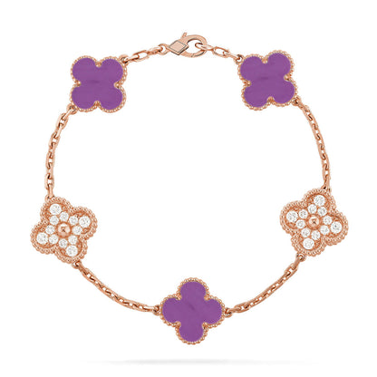 [⭐Luxery] CLOVER 5 MOTIF VIOLET BRACELET COLLECTION