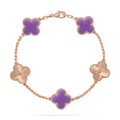 [⭐Luxery]CLOVER 5 MOTIF LIGHT PURPLE BRACELET COLLECTION