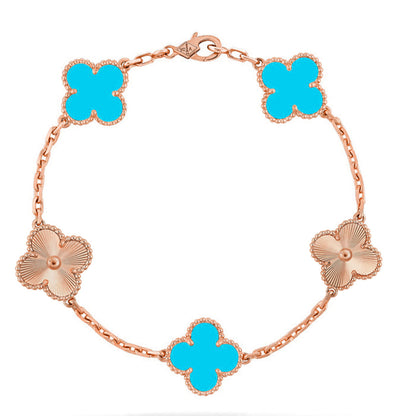[⭐Luxery] CLOVER 5 MOTIF TURQUOISE BRACELET COLLECTION
