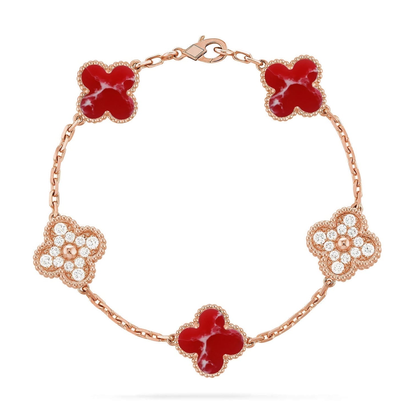 [⭐Luxery]CLOVER 5 MOTIF RED PATTERN BRACELET COLLECTION