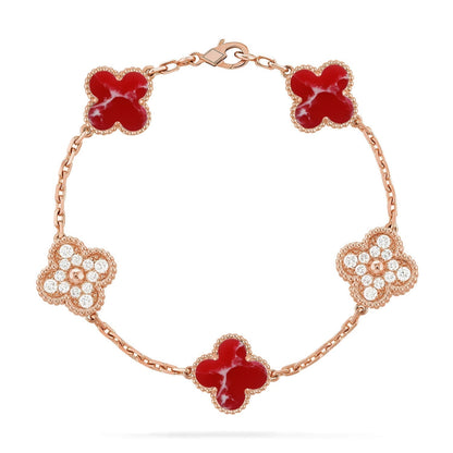 [⭐Luxery]CLOVER 5 MOTIF RED PATTERN BRACELET COLLECTION