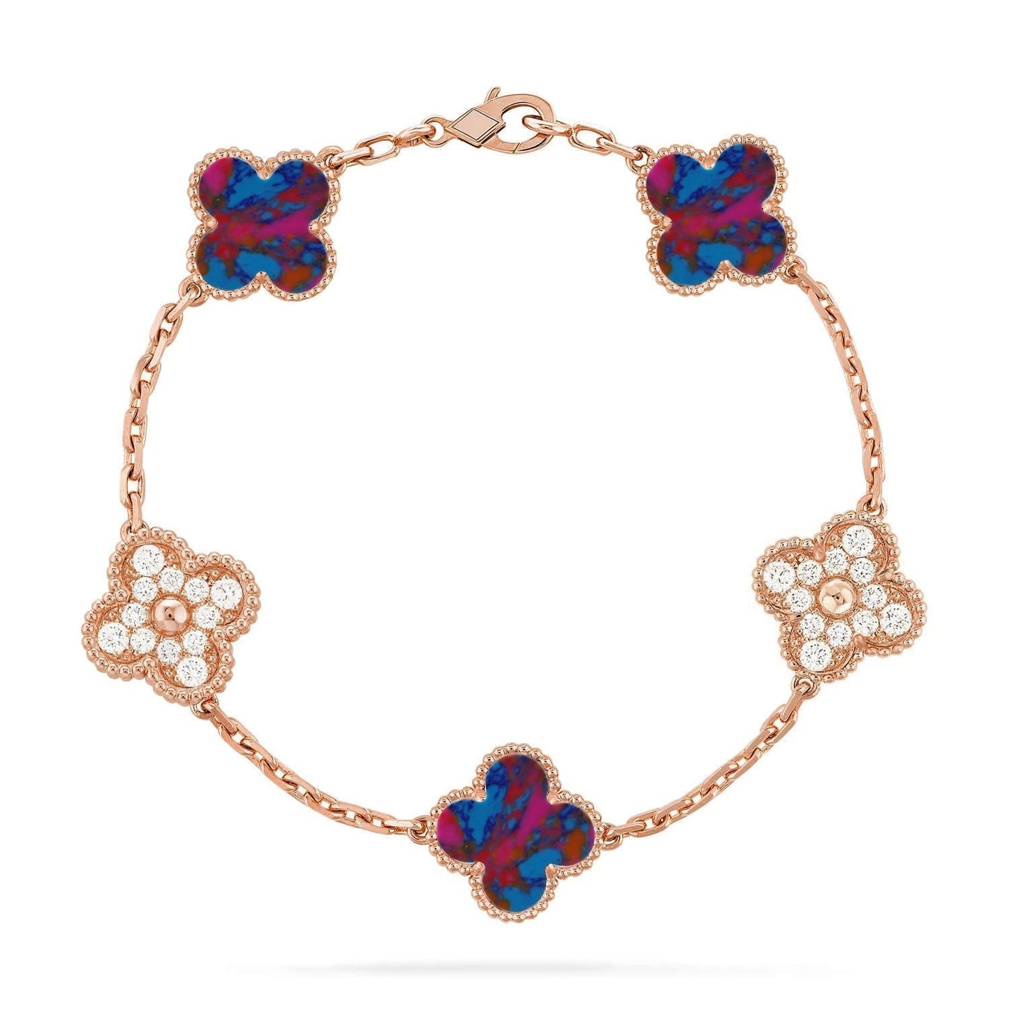[⭐Luxery]CLOVER 5 MOTIF COLOR GEMSTONES BRACELET COLLECTION